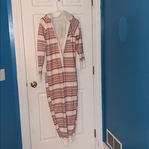 White and Red Patterned Footsie Pajama